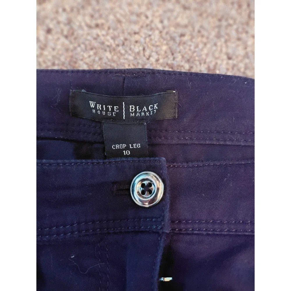 White House Black Market Black Crop Leg Cargo Pants Silver Hardware Size 10